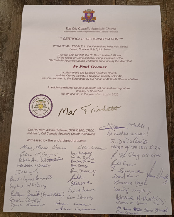 Bishop Paul Creaner Deed of Consecration Bishop Paul Creaner Deed of Consecration