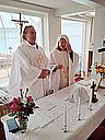 Fr.Graham Roos and Amma Christina at the altar Fr.Graham Roos and Amma Christina at the altar