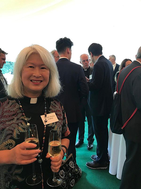 Revd. Dr. Christine Loughran, OCAC Priest at Lambeth Palace Garden Party July 2024 Revd. Dr. Christine Loughran, OCAC Priest at Lambeth Palace Garden Party July 2024