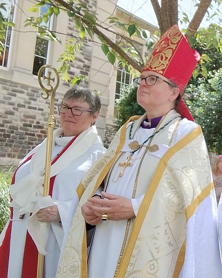 Revd Angela as Crozier Bearer for Bishop Paula Revd Angela as Crozier Bearer for Bishop Paula
